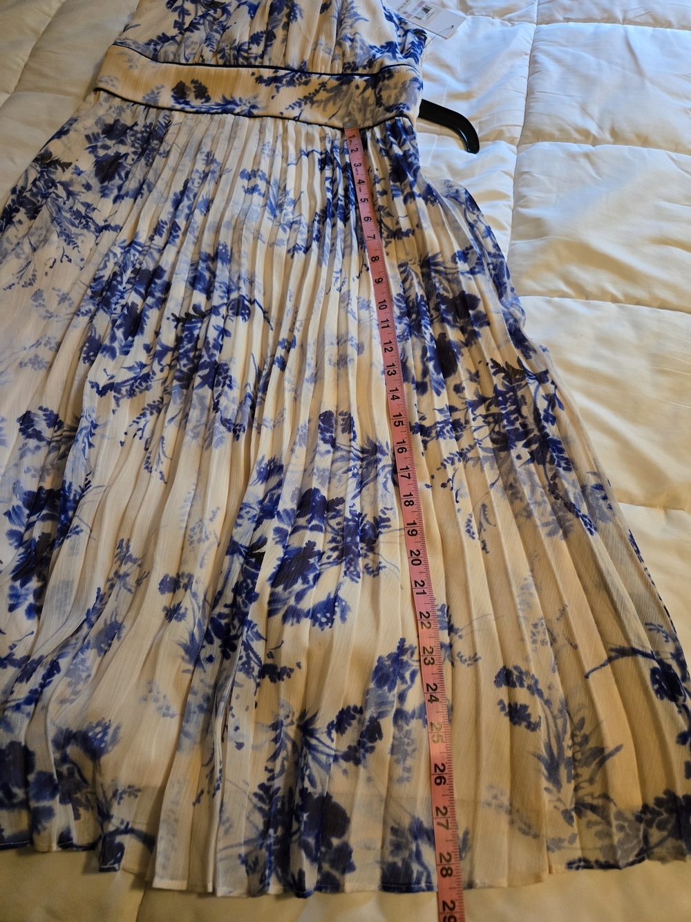 Calvin Klein Cream Maxi Dress with Blue Floral Print - Picture 13 of 15